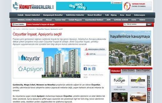 Konuthaberleri.com - Özyurtlar İnşaat, Apsiyon'u seçti!