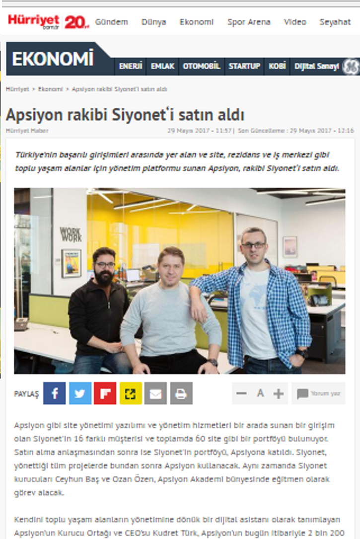 Apsiyon rakibi Siyonet‘i satın aldı!